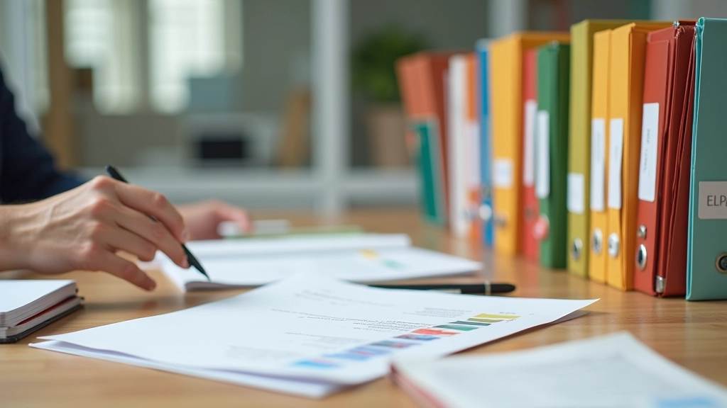 Dosar cu fișe de categorii pentru diferite tipuri de cheltuieli și venituri