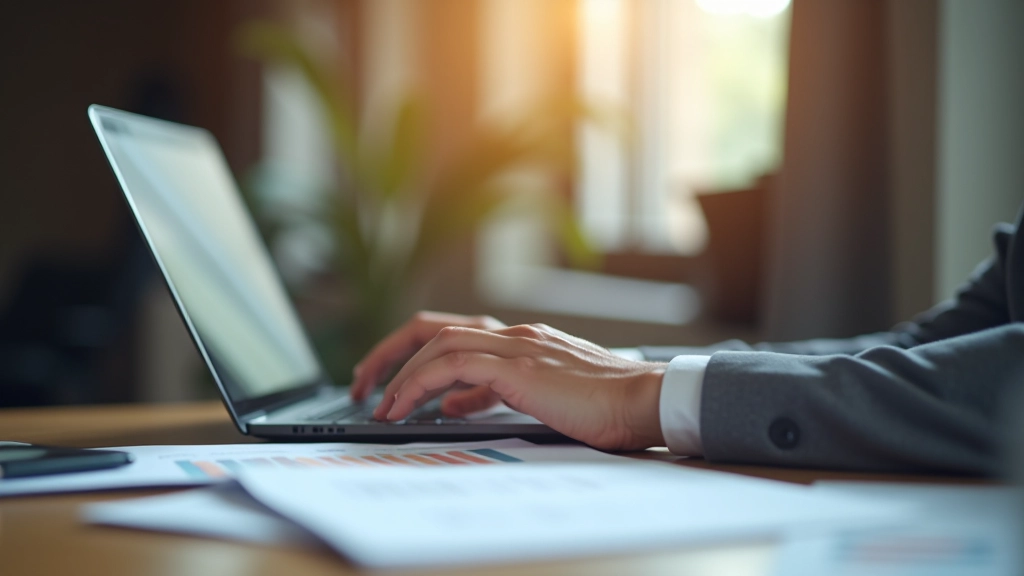 Mână deasupra tastaturii, configurând formule și formă într-o foaie de calcul pentru flux de numerar