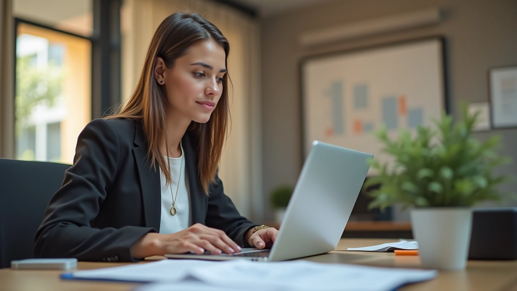 Consultant financiar lucrand la un tabel de flux de numerar pe calculator